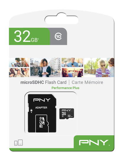 PNY Performance Plus 32GB P-SDU32G10PPL-GE MicroSD HC Card Cl.10