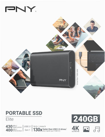 PNY Elite USB 3.1 Gen1 240GB PSD1CS1050-240-FFS Portable SSD dark-grey