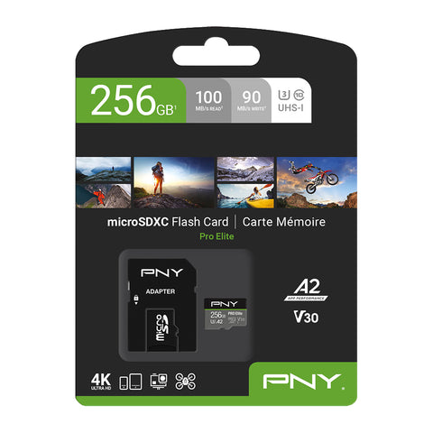 PNY micro-SDXC Pro Elite 256GB PSDU256V3 UHS-I U3 A2 & adapter