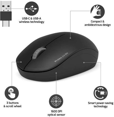 PORT Silent Mouse Wireless 900540 USB-C/USB-A, Graphite