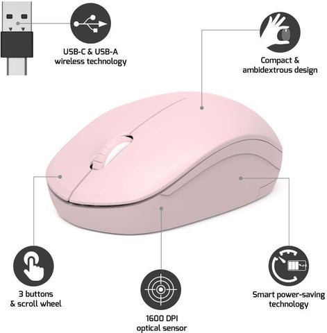 PORT Silent Mouse Wireless 900541 USB-C/USB-A, Blush