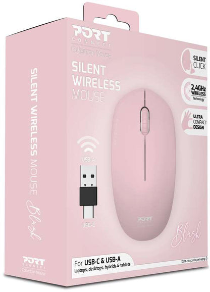 PORT Silent Mouse Wireless 900541 USB-C/USB-A, Blush