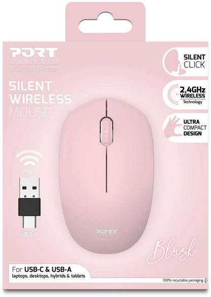 PORT Silent Mouse Wireless 900541 USB-C/USB-A, Blush