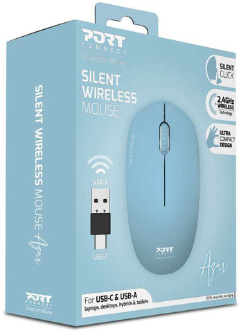 PORT Silent Mouse Wireless 900544 USB-C/USB-A, Azur