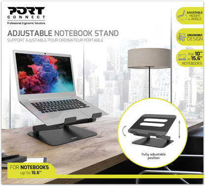 PORT Adjustable Notebook Stand 901108 for Notebooks up to 15.6