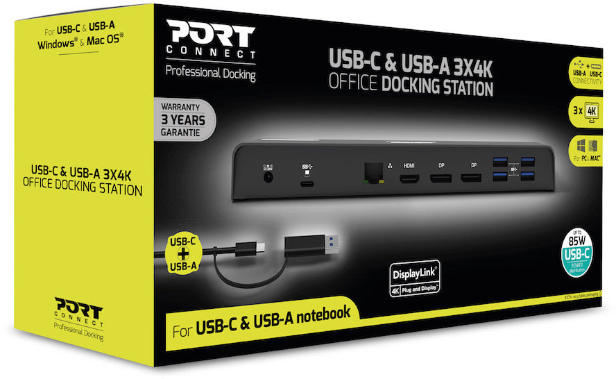 PORT DOCKING TYPE C OFFICE 901904-EU 3 X 4K-CH, USB-C/USB 3.0