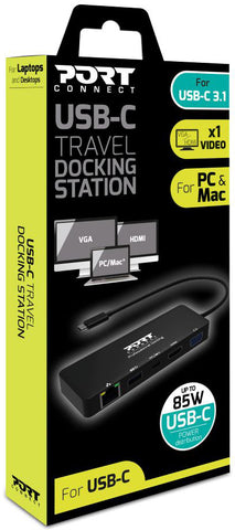 PORT Travel DockingStation-Type-C 901909 HDMI/VGA/USB3.1/USB-C/LAN