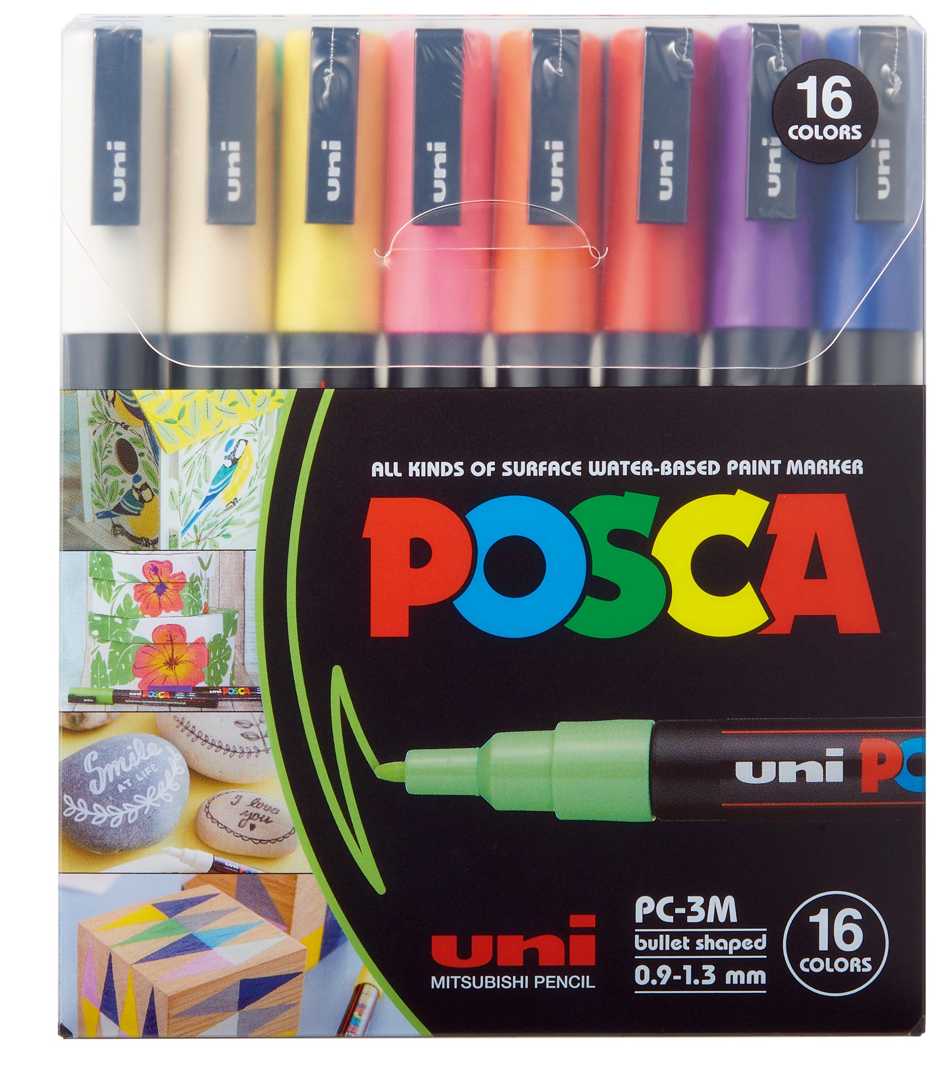 POSCA Marker 09-1.3mm PC-3M 16C 16 Farben ass.