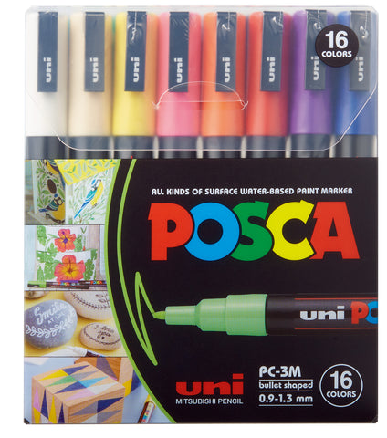 POSCA Marker 09-1.3mm PC-3M 16C 16 Farben ass.
