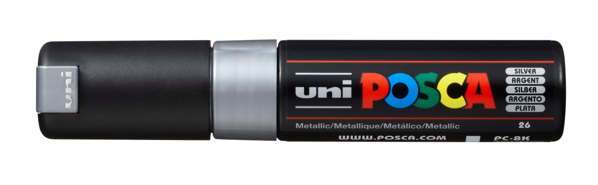 POSCA Marker 8mm PC-8K SILVER MET silber, Keilspitze