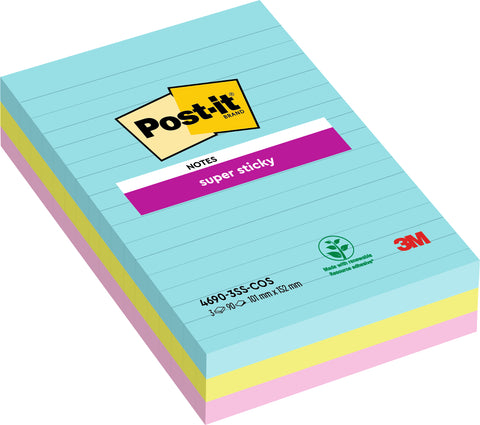 POST-IT Super Sticky Notes 152x101mm 46903SSCO Cosmic 3 Farben 3x90 Blatt