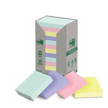 POST-IT Haftnotizen Recycling 51x38mm 653-1RPT 4-farbig, 24x100 Blatt