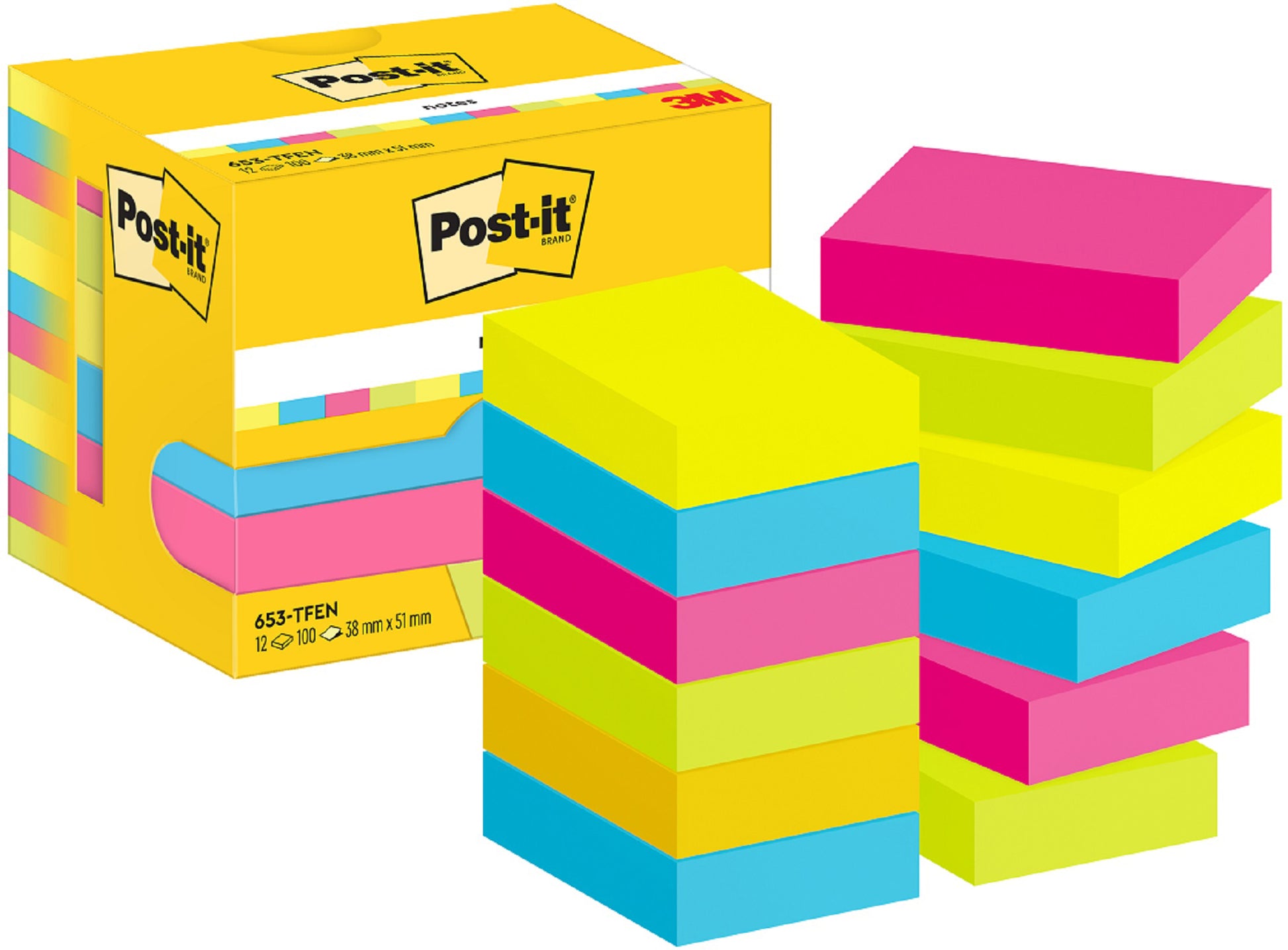 POST-IT Notes Energetic 51x38mm 653-TFEN 4-farbig 12x100 Blatt