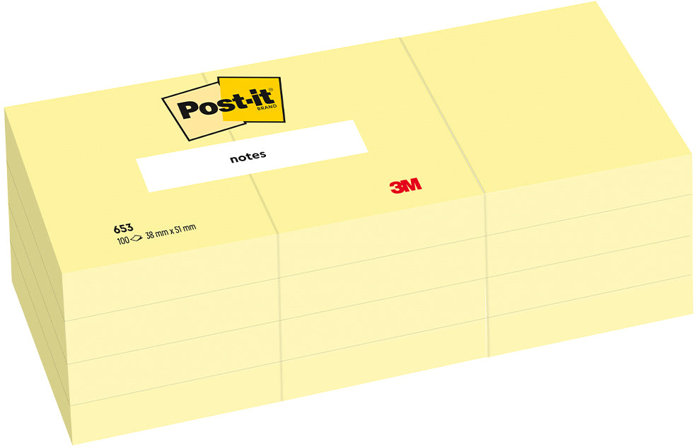 POST-IT Block 38x51mm 653Y gelb/100 Blatt 4x3 Stück