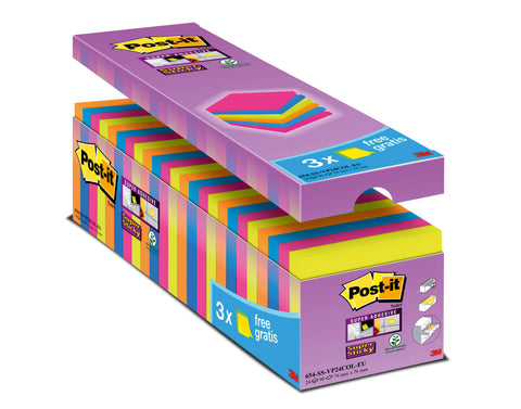 POST-IT Super Sticky Notes 76x76mm 654SE24 24 Farben 24 x 90 Blatt