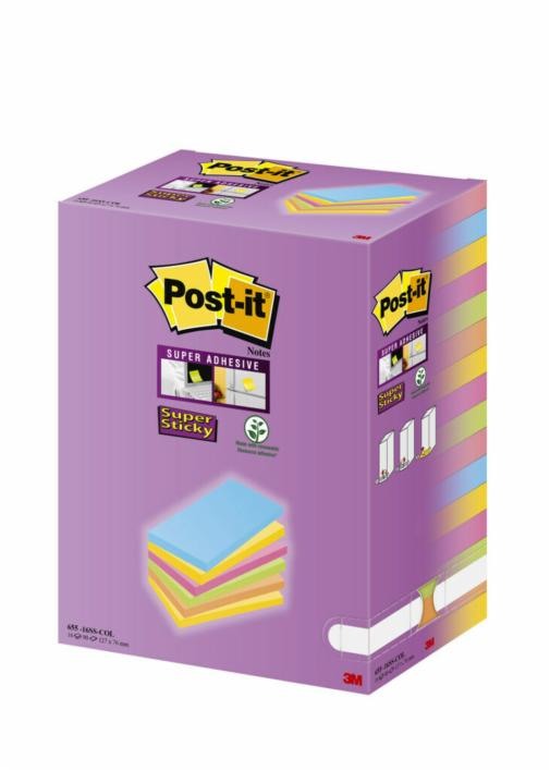 POST-IT Super Sticky Tower 127x76mm 655-16SS-COL farbig 16x90 Blatt
