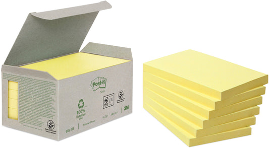 POST-IT Haftnotizen Recycling 126x76mm 655-1B gelb 6x100 Blatt