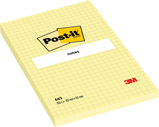 POST-IT Haftnotizen 152x102mm 662Y gelb, 100 Blatt, kariert