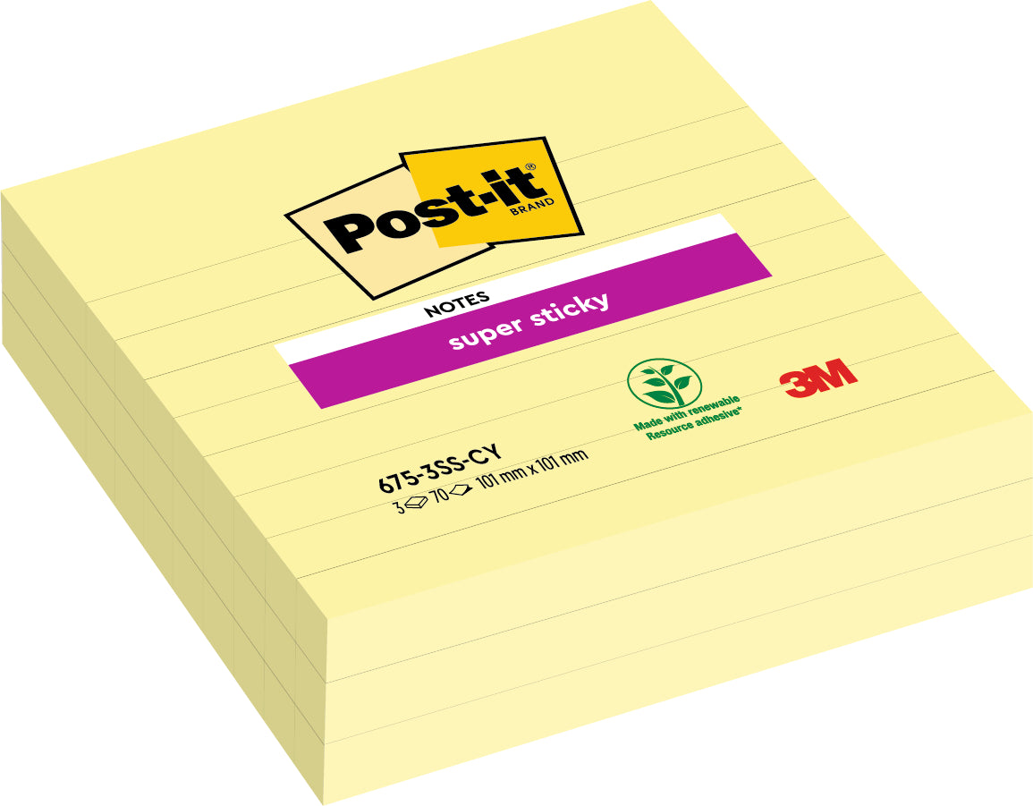 POST-IT Super Sticky XL Notes 675-3SSCY 101x101mm, 70 Blatt 3 Stück