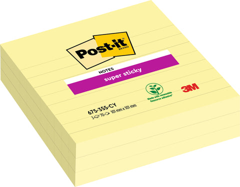 POST-IT Super Sticky XL Notes 675-3SSCY 101x101mm, 70 Blatt 3 Stück
