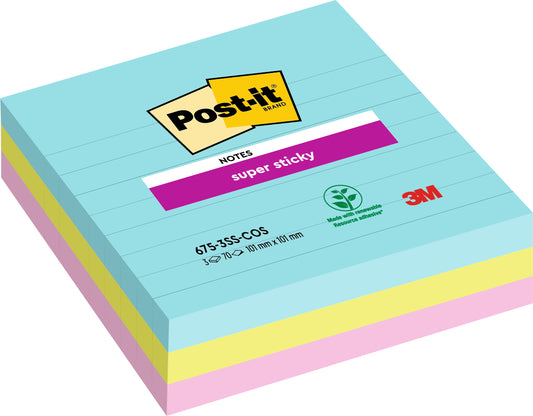 POST-IT Super Sticky XL 101x101mm 6753SSCOS Cosmic 3 Farben 3x70 Blatt
