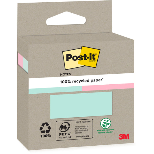 POST-IT Haftnotizen Recycling 76x76mm 6820R-2LM rosa und grün 2x100 Blatt