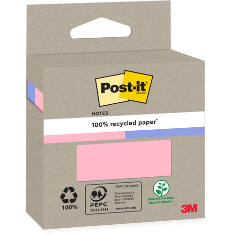 POST-IT Haftnotizen Recycling 76x76mm 6820R-2PB blau und pink 2x100 Blatt