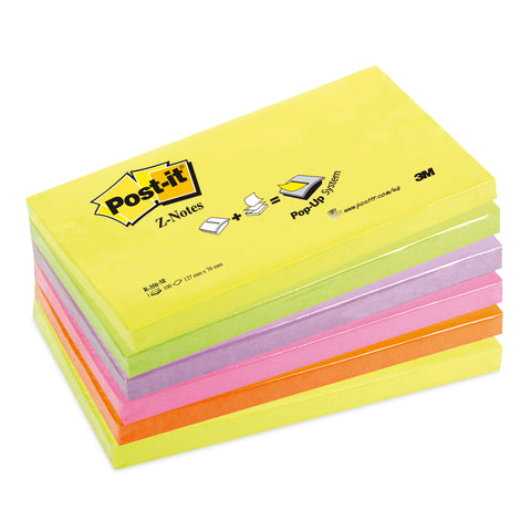 POST-IT Z-Notes neon 76x127mm R-350NRB rainbow 6x100 Blatt