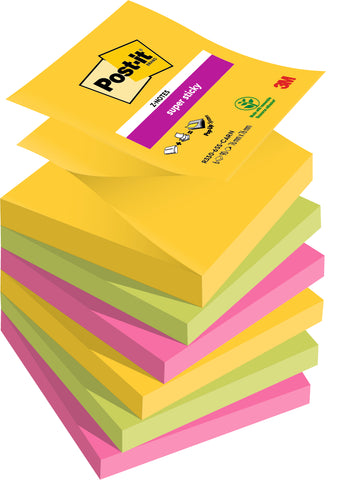 POST-IT Super Sticky Z-Notes R330-6SS-CARN 3-farbig 6x90 Blatt 76x76mm