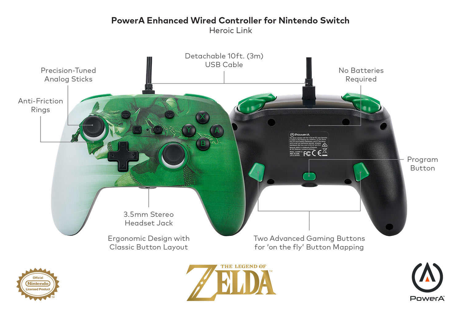 POWER A Enhanced Wired Controller 1516984-01 Heroic Link, NSW