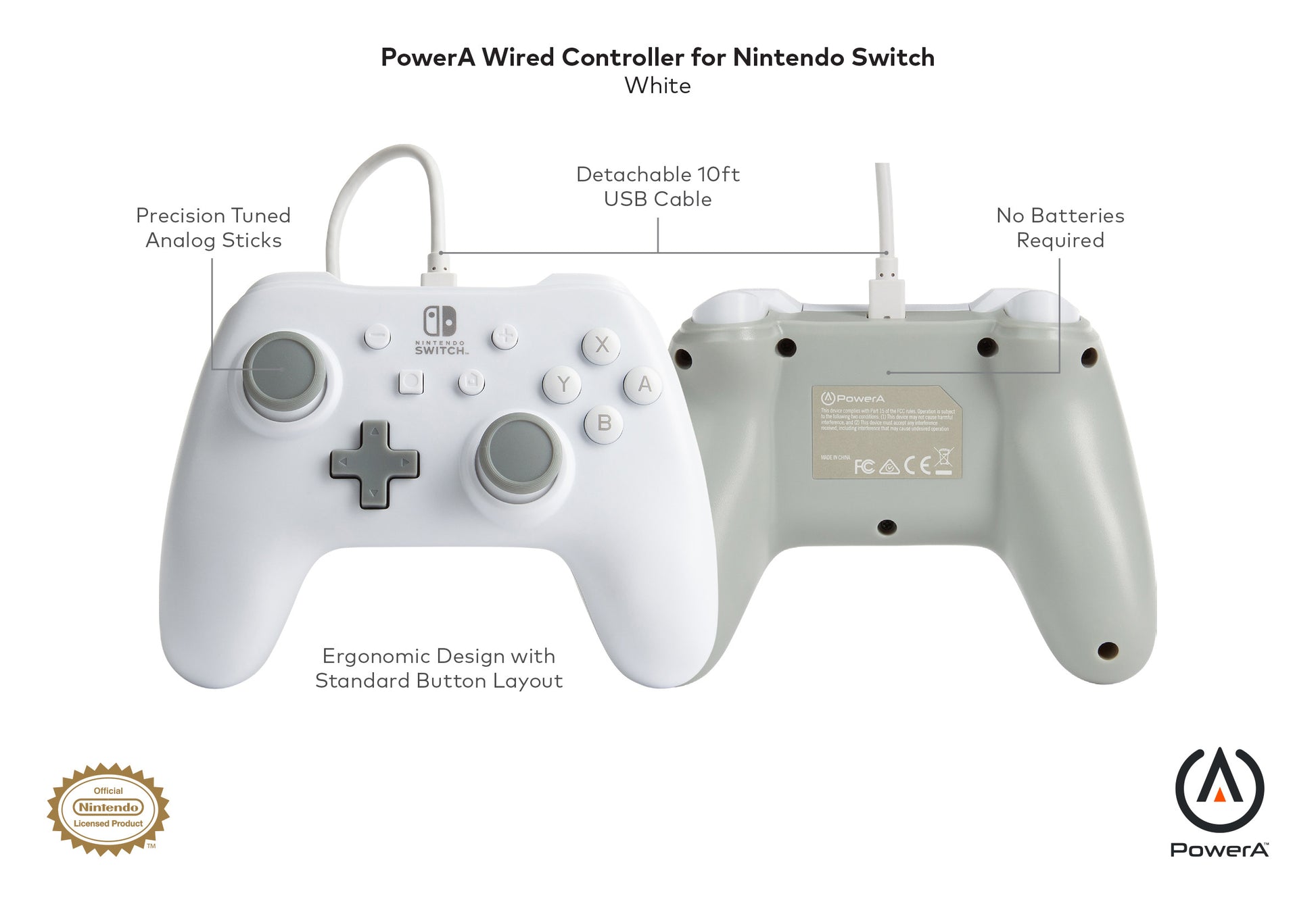 POWER A Wired Controller NSW, White 1517033-03