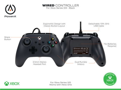 POWER A Wired Controller 1519265-01 Xbox Series X/S, Black