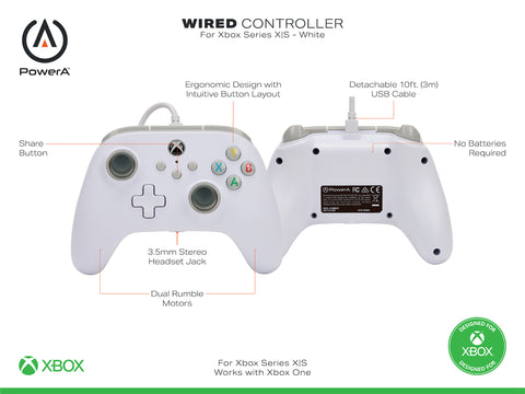 POWER A Wired Controller 1519365-01 Xbox Series X/S, White