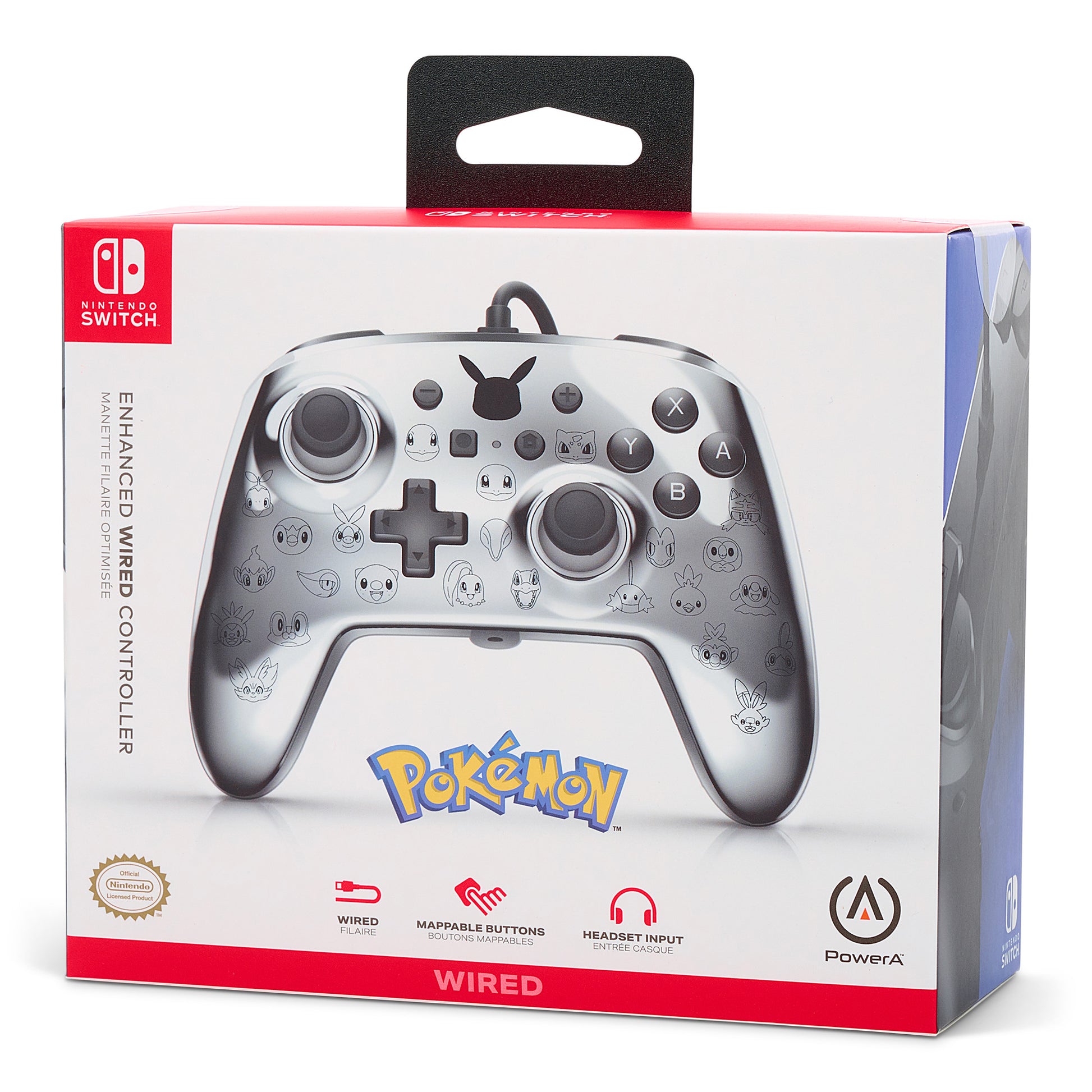 POWER A Enhanced Wired Controller 1522785-01 Pikachu, NSW,Black/Silver