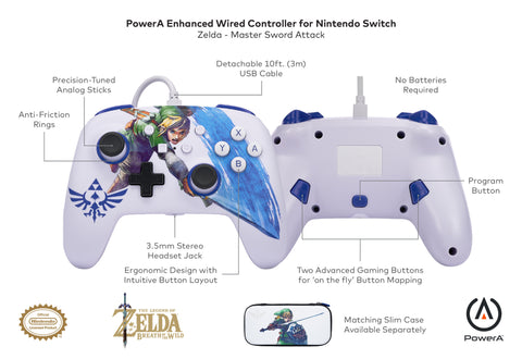 POWER A Enhanced Wired Controller 1526548-01 Master Sword Attack, NSW