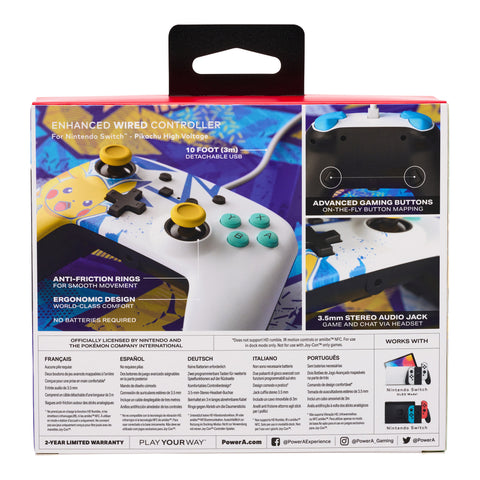 POWER A Enhanced Wired Controller NSGP0041-01 Pikachu High Voltage, NSW