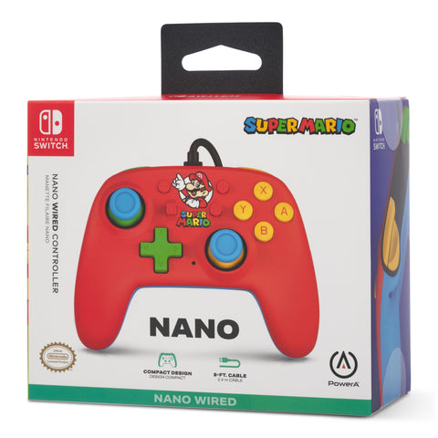 POWER A Wired Nano Controller NSW NSGP0123-01 Mario Medley, Red