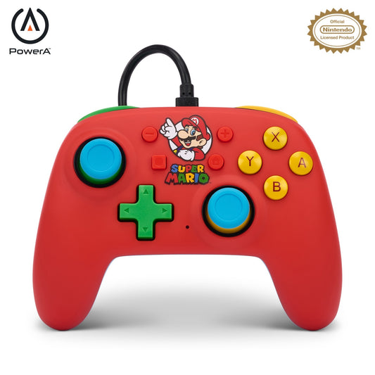 POWER A Wired Nano Controller NSW NSGP0123-01 Mario Medley, Red