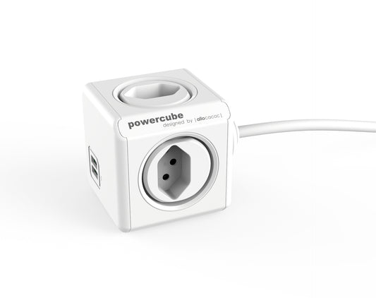 POWERCUBE Socket extend white 66.7890WS 4xT.13 2xUSB 5V 2.1A