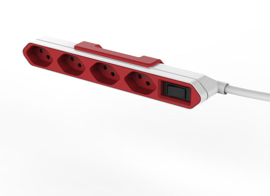 POWERCUBE Socket-rail red/white 66.9121 4x Typ 13 plug