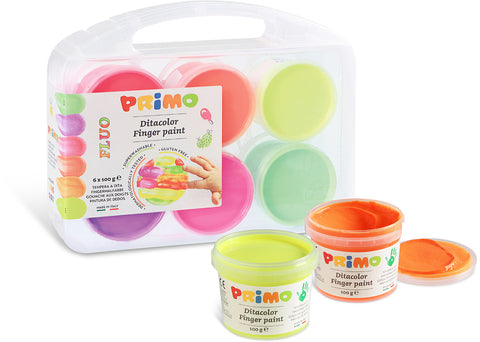 PRIMO Fingermalfarbe Fluo 2214TD6FLUO 6x100g