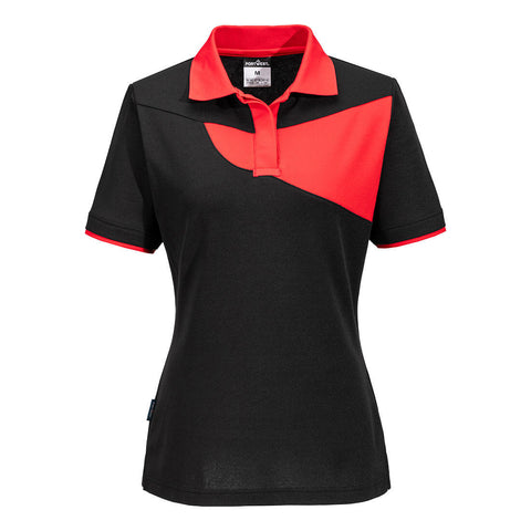 Portwest PW219 Poloshirt – Schwarz/rot – bequem & funktional
