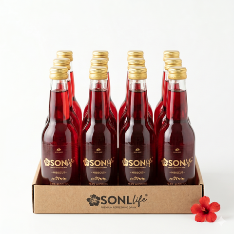 SONLIFE – Infusão Natural de Hibisco Bebida Refrescante | 12 x 0.33L Garrafas 🌺💧