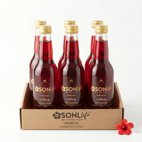 SONLIFE – Infusão Natural de Hibisco Bebida Refrescante | 12 x 0.33L Garrafas 🌺💧