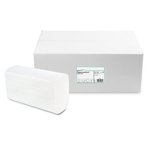 Asciugamani di carta, piegatura a Z, 2 strati, bianco brillante in cellulosa, 20,6 x 24 cm, 3.750 fogli
