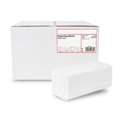 Asciugamano di carta, piegatura a V, 2-strati, bianco brillante cellulosa, 24 x 21 cm, 3200 fogli