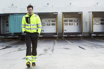 Projob Herren Arbeitssicherheits Jacke aus Polarfleece mit Softshell Elementen und ISO 20471 KLASSE 3/2 Zertifizierung
