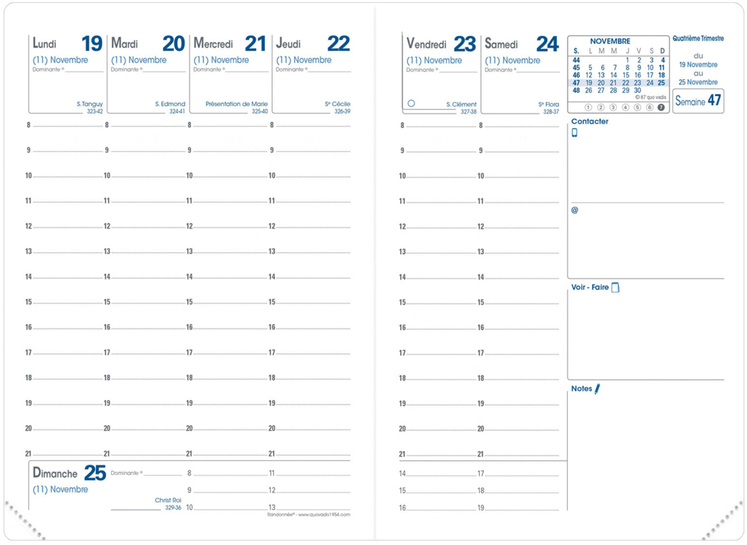 QUO-VADIS Agenda Impala Randonne 2025 003081Q 1W/2S schwarz FR 9x12.5cm
