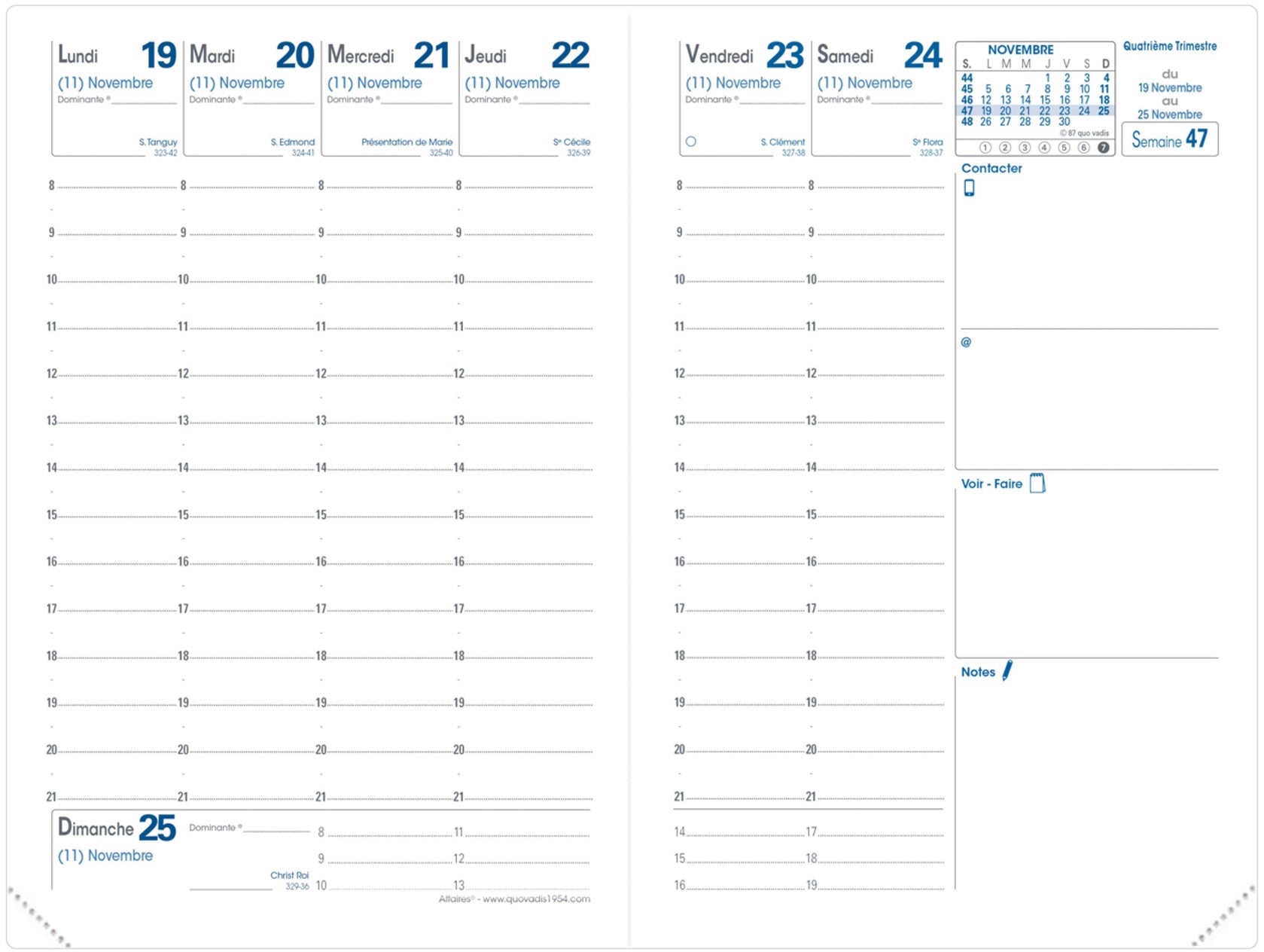 QUO-VADIS Agenda Affaires Club 2025 004117Q 1W/2S rot FR 10x15cm
