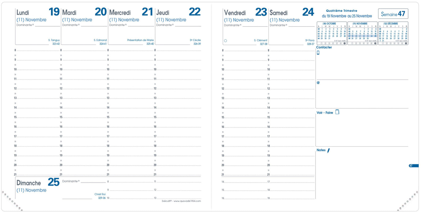 QUO-VADIS Agenda Club Executif 2025 014087Q 1W/2S rot FR 16x16cm